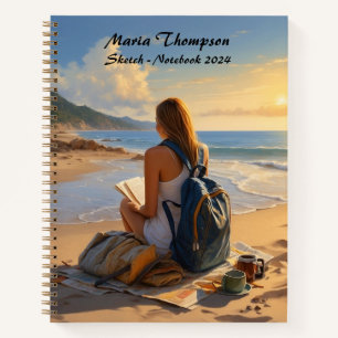 Cuaderno diario de desplazamiento de esbozo person