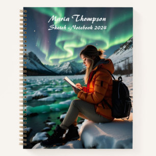 Cuaderno diario de desplazamiento de esbozo person