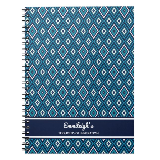 Cuaderno Diario de diamantes blancos y azules de la marina  (Frente)