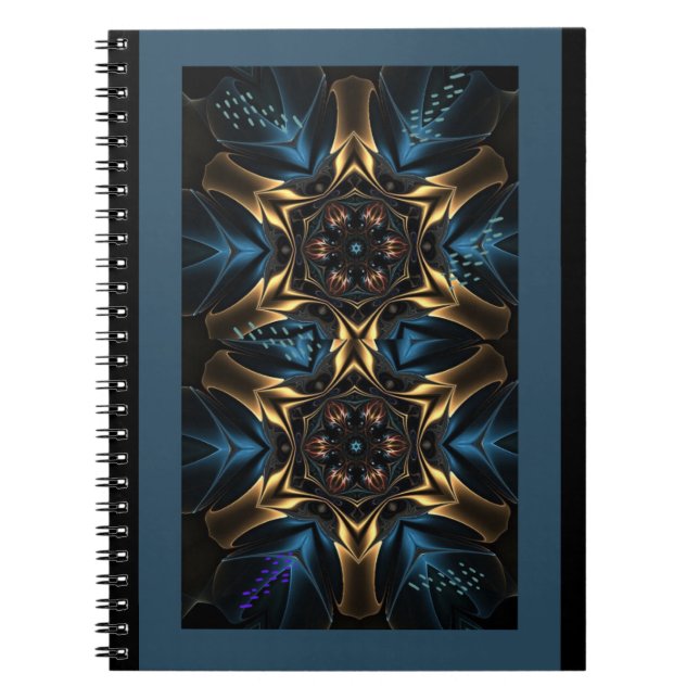 Cuaderno Diario de diseño azul y dorado para portátiles (Frente)