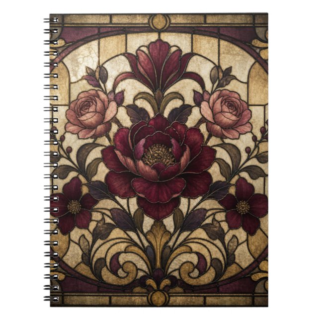 Cuaderno Diario de diseño de vidrio tintado de rosa (Frente)