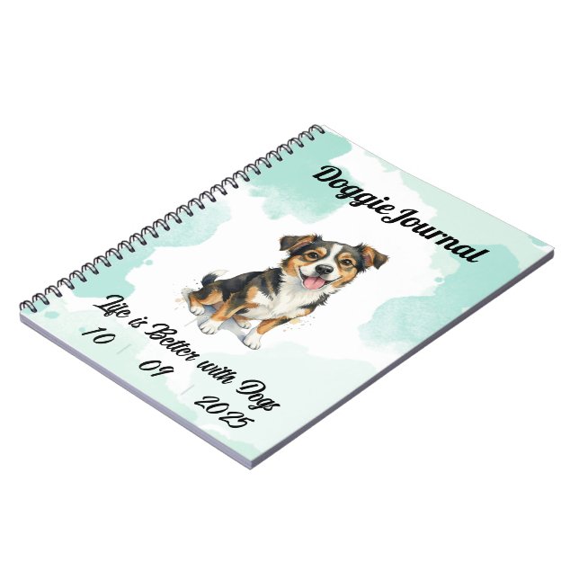 Cuaderno Diario de Doggie personalizado - Fecha de Personal (Lado Izquierdo)