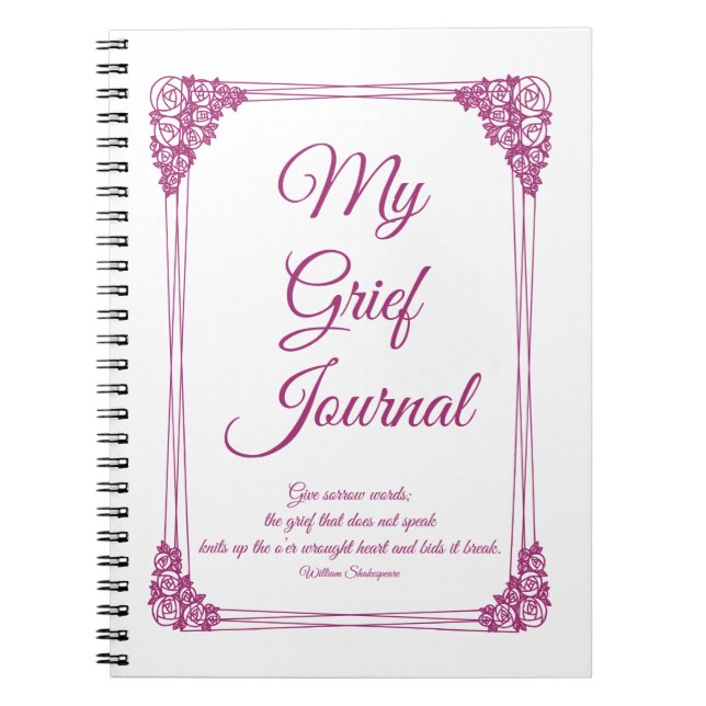 Cuaderno Diario de dolor de borde de Rosa magenta (Frente)