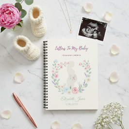 Cuaderno Diario de Embarazo con Flores en Beige Suave Recue