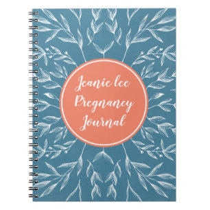 Cuaderno Diario de Embarazo Coral & Blue Personalizado