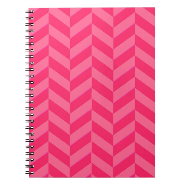 Cuaderno Diario de escritura de moda de Chevron Rosado (Frente)