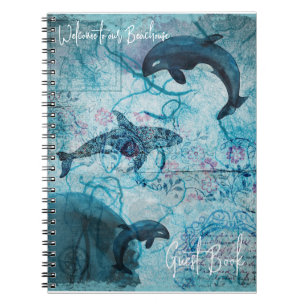 Cuaderno Diario de espiral delfín/libro de invitados
