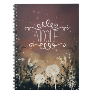 Cuaderno Diario de estrellas y follaje del cielo nocturno r