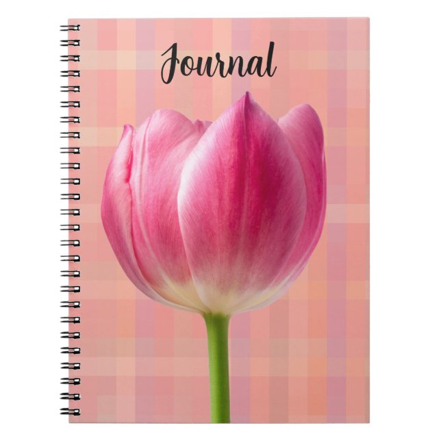 Cuaderno Diario de flor de tulipano rosa primavera (Frente)