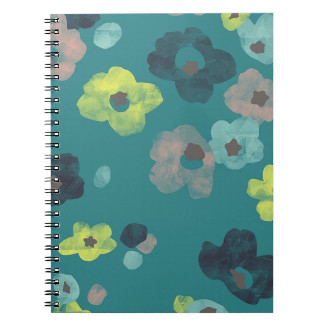 Cuaderno Diario de flores acuáticas - Verde azulado (Frente)