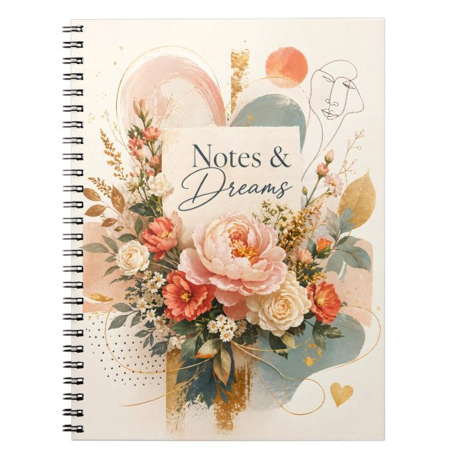 Cuaderno Diario de Flores de Lujo "Notas y Sueños" (Frente)