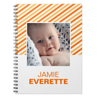 Cuaderno Diario de foto personalizado con rayas modernas am
