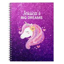 Cuaderno Diario de fotos de Cute Purpurina Unicorn