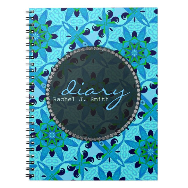 Cuaderno diario de Geoflora Azul Tropical (Frente)
