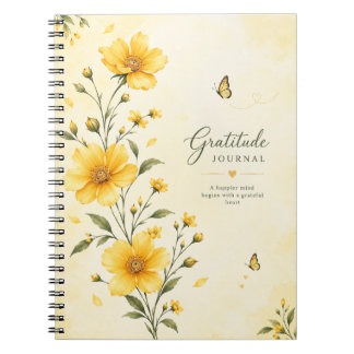 Cuaderno Diario de Gratitud con Flores Amarillas