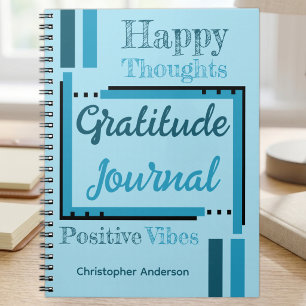 Cuaderno Diario de gratitud con nombre personalizado azul