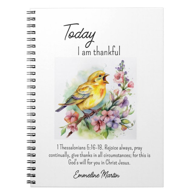 Cuaderno Diario de Gratitud Cristiana Biblia Verse Bird (Frente)