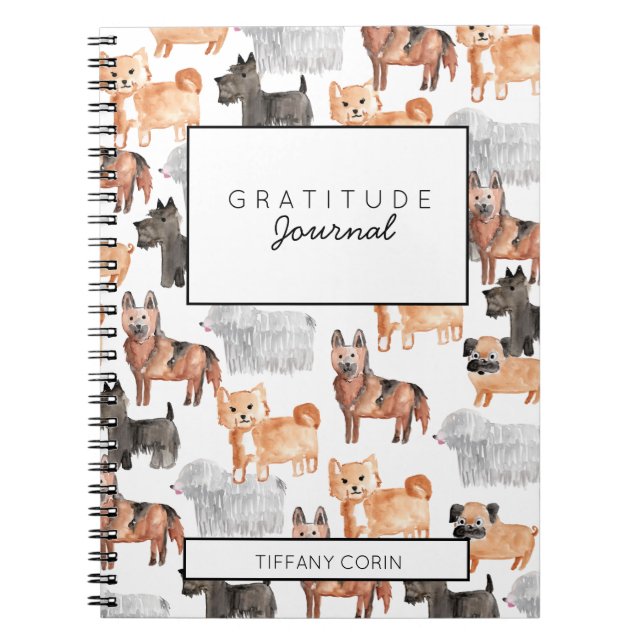 Cuaderno Diario de gratitud de bloc de notas de perro (Frente)