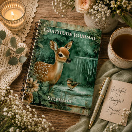 Cuaderno Diario de gratitud de ciervos del bosque con monog