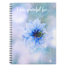 Cuaderno Diario de Gratitud de Flor Azul Sparkly