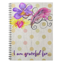 Cuaderno Diario de gratitud de flores y plumas