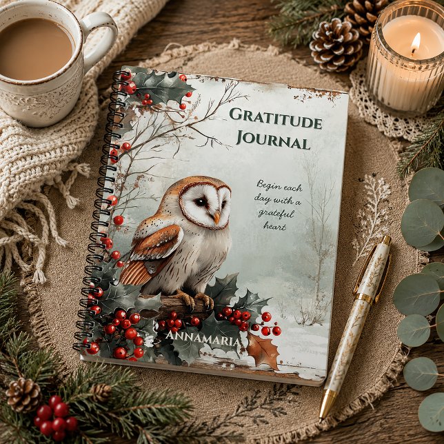 Cuaderno Diario de gratitud de lechuza de granero rústico c (Subido por el creador)