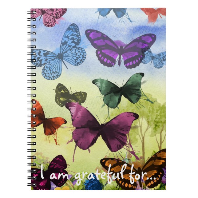 Cuaderno Diario de gratitud de mariposas (Frente)