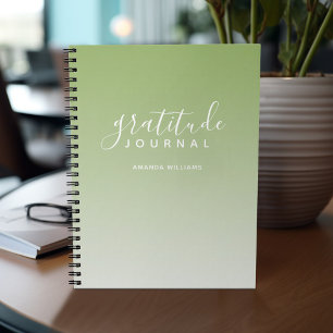Cuaderno Diario de Gratitud de Patrón de Ombre - verde y bl