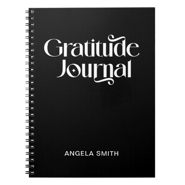 Cuaderno Diario de Gratitud de Tipografía Elegante de Blanc (Frente)