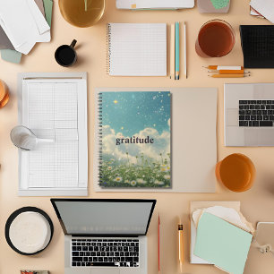 Cuaderno Diario de Gratitud Estética Daisy Flower Cloudy