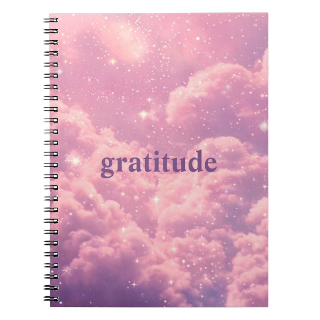 Cuaderno Diario de Gratitud Estética de Nubes Rosa (Frente)