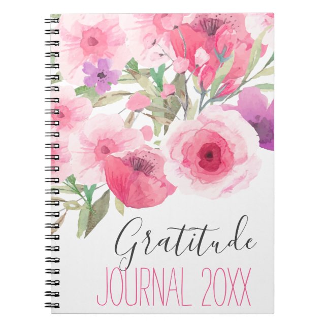 Cuaderno Diario de gratitud floral Pastel (Frente)