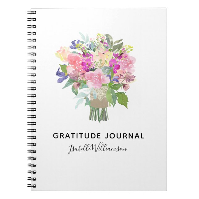 Cuaderno Diario de Gratitud Floral Personalizado (Frente)