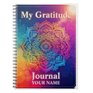 Cuaderno Diario de gratitud Mandala con nombre personalizad