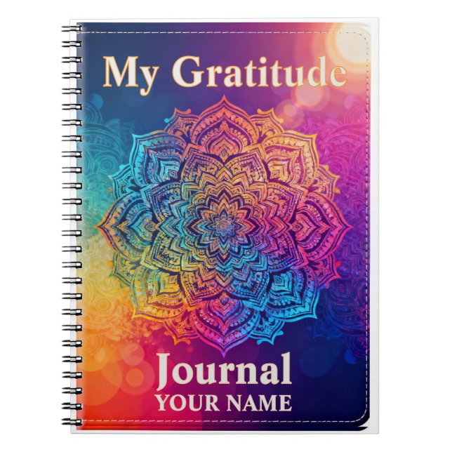 Cuaderno Diario de gratitud Mandala con nombre personalizad (Frente)