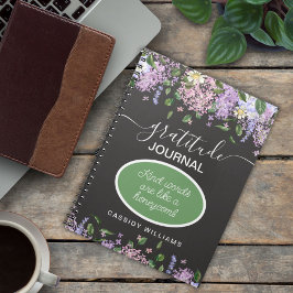 Cuaderno diario de gratitud para flores de lavanda