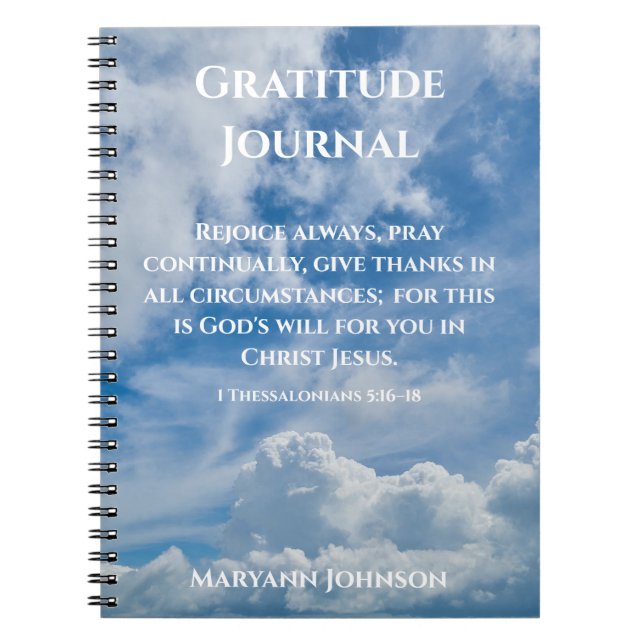 Cuaderno Diario de gratitud personalizado con cielo azul (Frente)