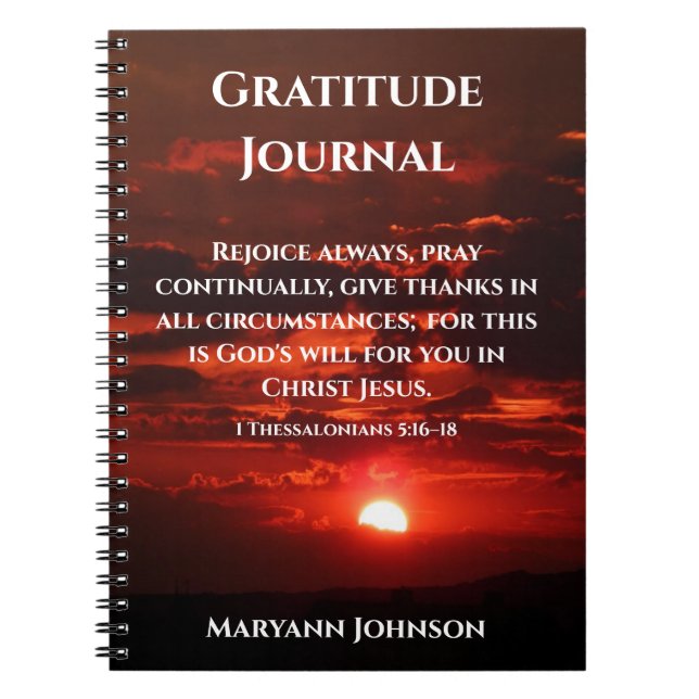 Cuaderno Diario de Gratitud Personalizado con Sunset (Frente)