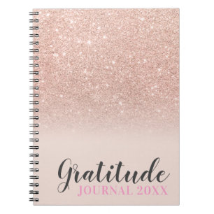 Cuaderno diario de gratitud rosa rosa del Rosa purpurina de