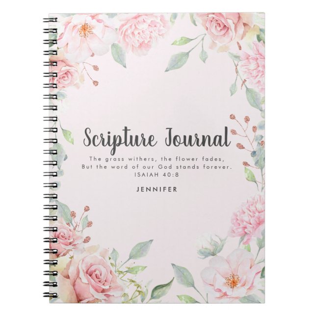 Cuaderno Diario de guiones personalizados de floral acuarel (Frente)