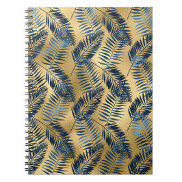 Cuaderno Diario de hoja de palma azul dorada