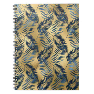 Cuaderno Diario de hoja de palma azul dorada
