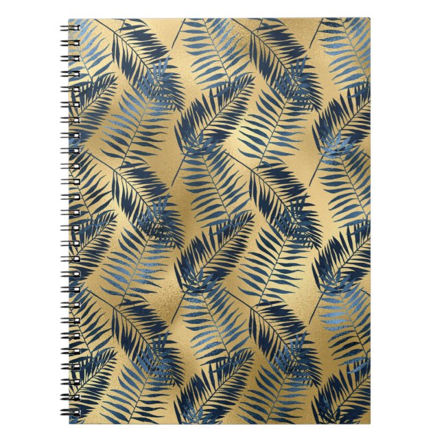 Cuaderno Diario de hoja de palma azul dorada (Frente)
