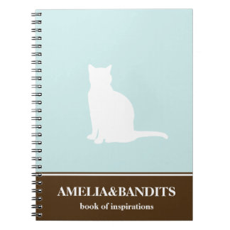 Cuaderno Diario de inspiración azul de silueta mascota de f