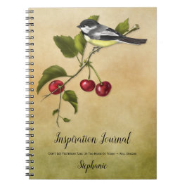 Cuaderno Diario de inspiración de carbonero y cerezas