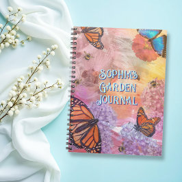 Cuaderno Diario de Jardín Personalizado Mariposa Abstracta
