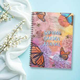 Cuaderno Diario de Jardín Personalizado Mariposa Abstracta