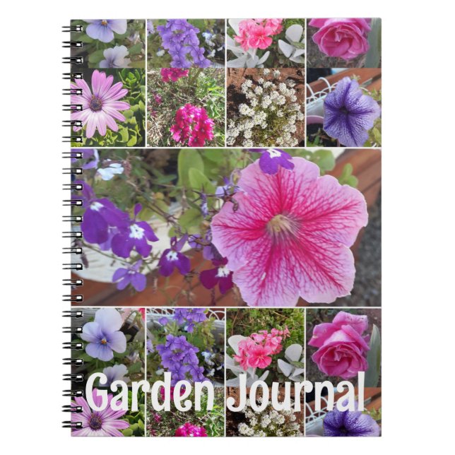 Cuaderno Diario de Jardín Petunia Rosa Flores Bonitas de Pr (Frente)