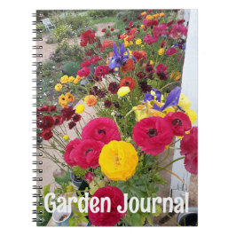Cuaderno Diario de Jardín Ranunculus Flores Rojas de Primav