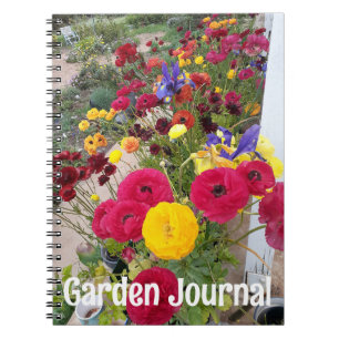 Cuaderno Diario de Jardín Ranunculus Flores Rojas de Primav